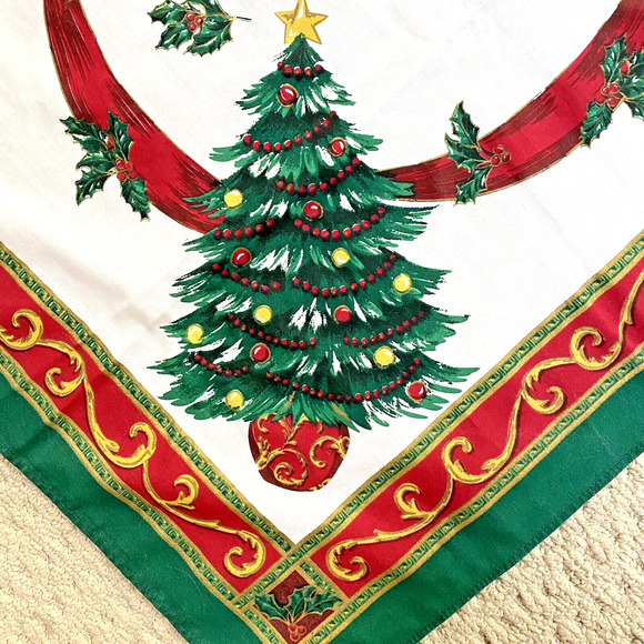 Christmas Tablecloth Cotton Blend Festive Holiday Table Cover Large Rectangle - Picture 5 of 8